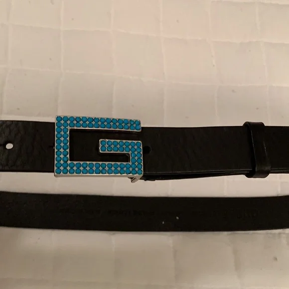 Guess size S Brown Leather Belt with Turquoise Accent Guess size S Brown Leather Belt with Turquoise Accent main image 4